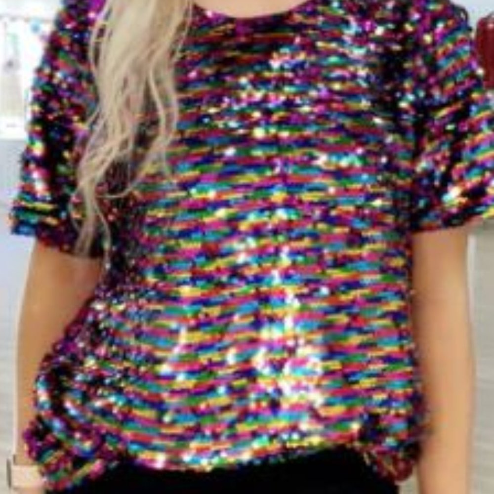 Luckylu Milano Multi Color Sequin Top NWT Size 42/US 6
